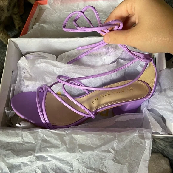 Allegra K Purple Lace up Heels, Size 7.5 - Picture 5 of 9